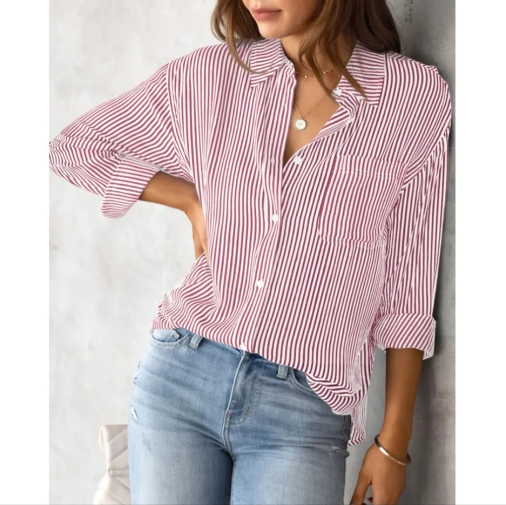 Madewell Long Sleeve Pinstripes Top. 100% Cotton